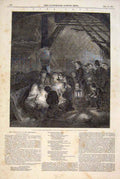 Original Old Antique Print Adoration Shepherds Rembrandt Nativity Fine Art 1847