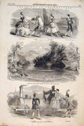 Original Old Antique Print Christmas Theatre Haymarket Lyceum Drury Lane 1847