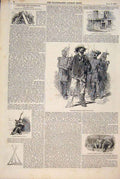 Original Old Antique Print Paris Gavarni Guards St Antoine Bastile France 1848