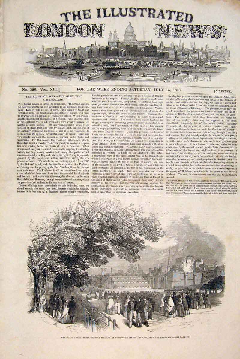 Original Old Antique Print York Royal Agricultural Society Meeting 1848 19th