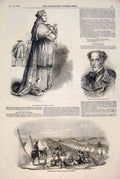 Original Old Antique Print Portrait Chateaubriand Macready Manchester 1848 19th