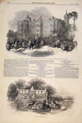 Original Old Antique Print Fete Champetre Charlton House Tournament Park 1848