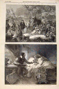 Original Old Antique Print Highgate Fields Fire London Ward Haghe Michael Angelo