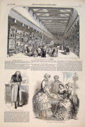 Original Old Antique Print Knightsbridge Exhibition Gallery Paris Fashions Wigan
