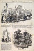 Old Antique Print Fete Boulogne Concert Grotto Oatlands Park Obelisk 1848 19th