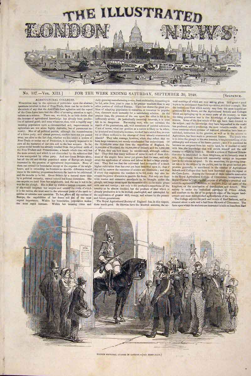 Original Old Antique Print French National Guards London 1848 19th