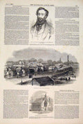 Original Old Antique Print Portrait Major Edwards Peterborough Flood Malborough