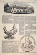 Old Antique Print Carmarthen College Silver Cradle Liverpool Seal French