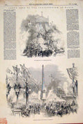 Original Old Antique Print Fete Constitution Paris France Troops Concorde 1848
