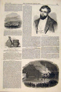 Original Old Antique Print Portrait Blum Roman Villa Chesterford Hatfield York