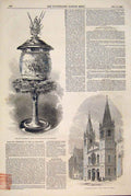 Original Old Antique Print Bloomsbury Baptist Chapel GCup Waldemar 1848 19th