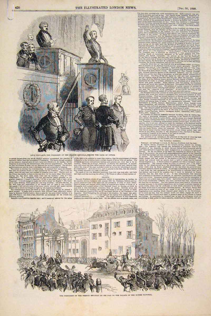 Old Antique Print Napoleon French Republic President Paris Fashions 1848 19th