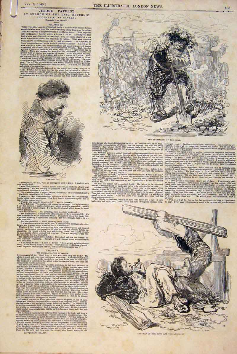 Old Antique Print Jerome Paturot Gavarni Best Republic France Sketch 1848 19th