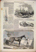 Old Antique Print Indus Steam Ship Blackwall Reiver Race Horse Newmarket