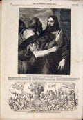 Original Old Antique Print Tribute Money Titian Rare Florentine Etching 1852
