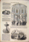 Original Old Antique Print Flaxman Hall University Cooleg Deeside Railway 1852