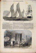 Original Old Antique Print Royal Victoria Yacht Regatta Surrey Theatre 1852 19th