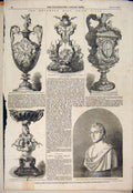 Original Old Antique Print Goodwood Races Prize Plate Cup Bust Byron Bartolini