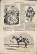 Original Old Antique Print Paris Fashion Kingston Race Horse Goodwood Races 1852