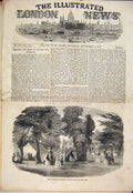 Original Old Antique Print Fete Park Gardens Bowood Wiltshire 1852 Victorian