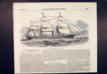 Original Old Antique Print Australian Steam Ship Cleopatra Packet 1852 19th