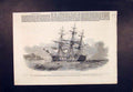 Original Old Antique Print Ship Centaur Calcutta Arabia Coast 1852 Victorian