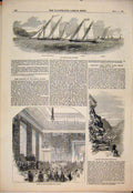Original Old Antique Print Manchester Library Linton Devon Ragatta Lisbon 1852