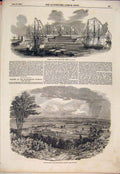 Old Antique Print Arsenal Naples Italy Harvest Philanthropic Scoiety Farm