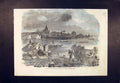 Original Old Antique Print Village Boucharge Flood Rhone River Floods 1852 19th