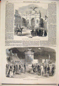 Original Old Antique Print President Triumphal Arch St Etienne Grenoble 1852