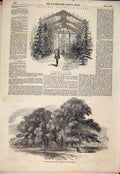 Original Old Antique Print Stratfieldsay Sketches Conservatory Copehagen Grave