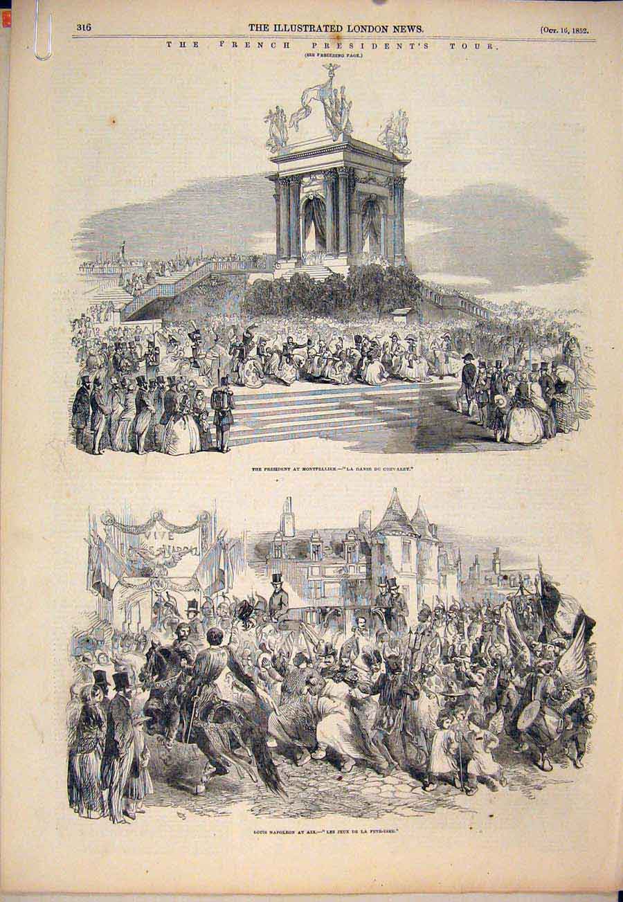 Original Old Antique Print Napoleon France French President Piccadilly Squirrel