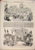 Original Old Antique Print Paris Triumphal Arch President Tuilleries 1852 19th