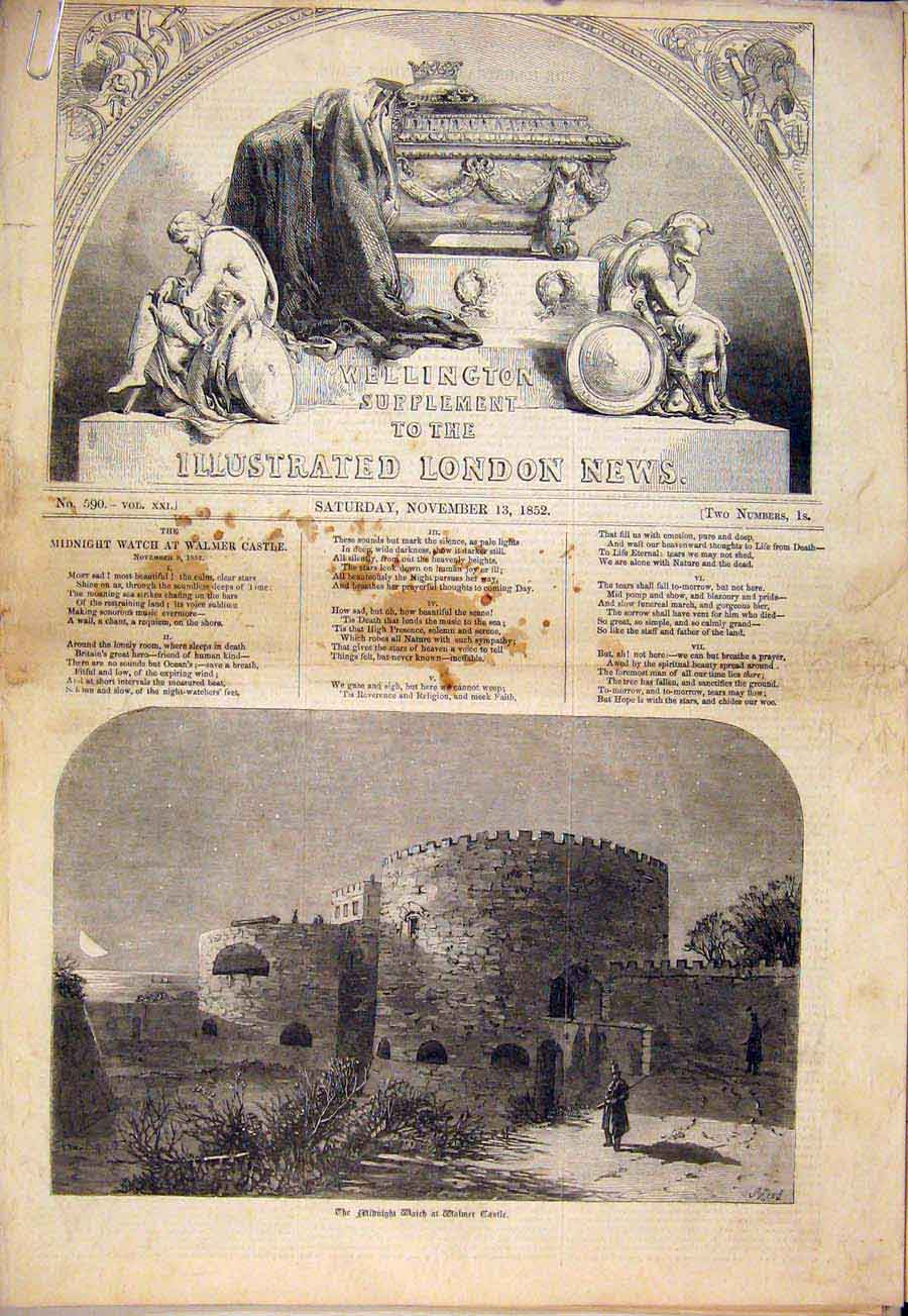 Original Old Antique Print Walmer Castle Wellington Albemarle Westminster Duke