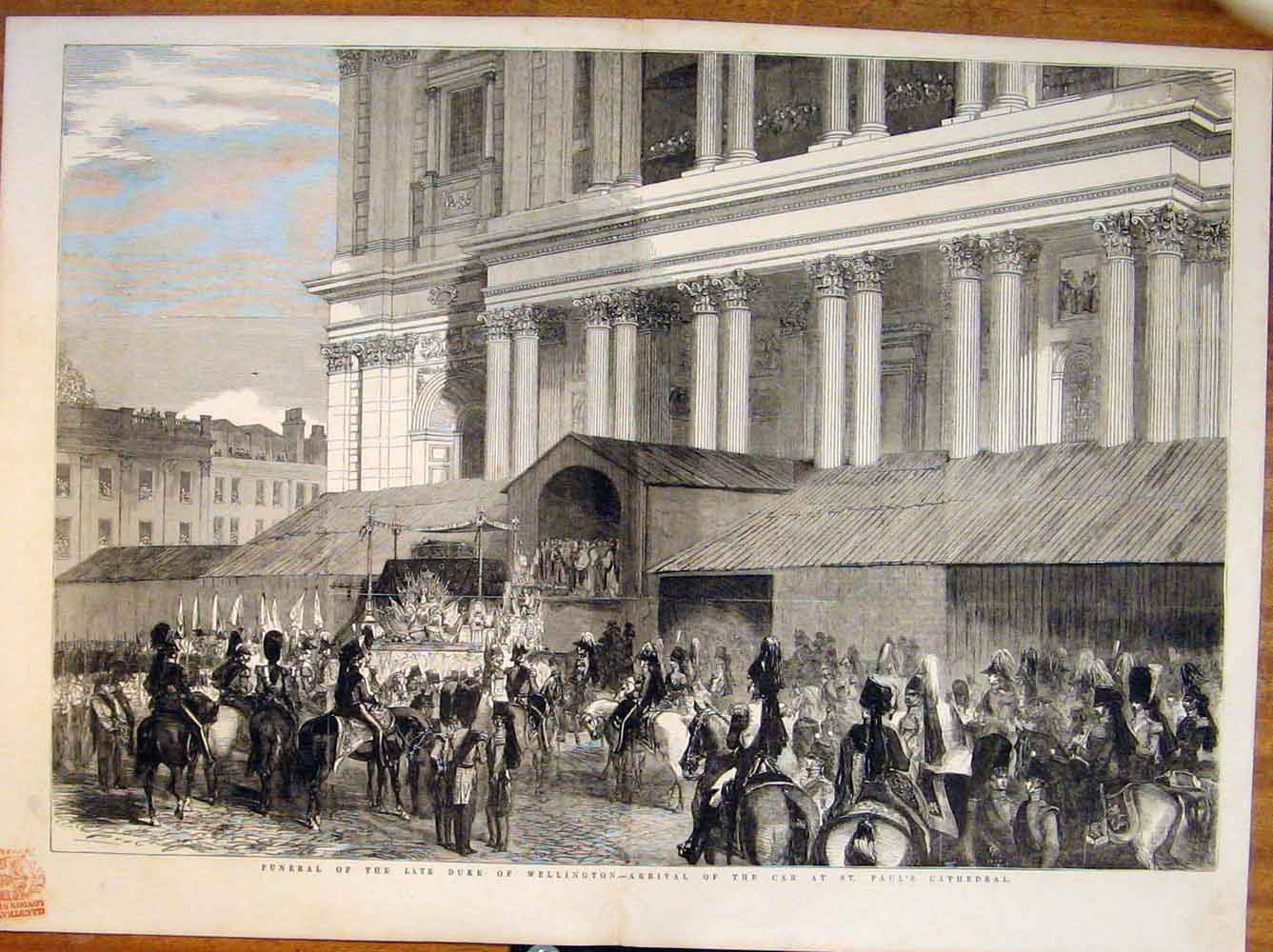 Old Antique Print Funeral Duke Wellington St Paul'S Cathedral London 1852 19th