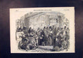 Original Old Antique Print Grocer'S Shop Grocer Christmas London 1852 Victorian