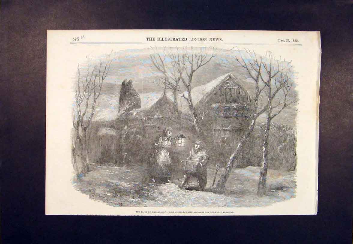 Original Old Antique Print Efin Hazelnook Postlethwaite Treasure 1852 Victorian