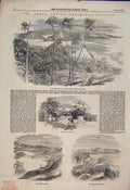 Original Old Antique Print Indian Peninsular Railway Sion Byculla Station 1854