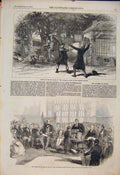 Original Old Antique Print Lyons Theatre Harlow School Prince Albert Wales 1854