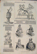 Original Old Antique Print Goodwood Races Race Prizes Paris Fashions 1854 19th