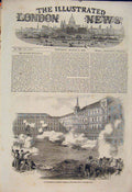 Original Old Antique Print Madrid Plaza Major War Battle Military 1854 Victorian