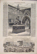 Original Old Antique Print Court Crystal Palace Sydenham Industrial Munich 1854