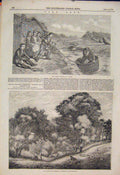 Original Old Antique Print Launch Tub Children Smith Homestead English Redgrave