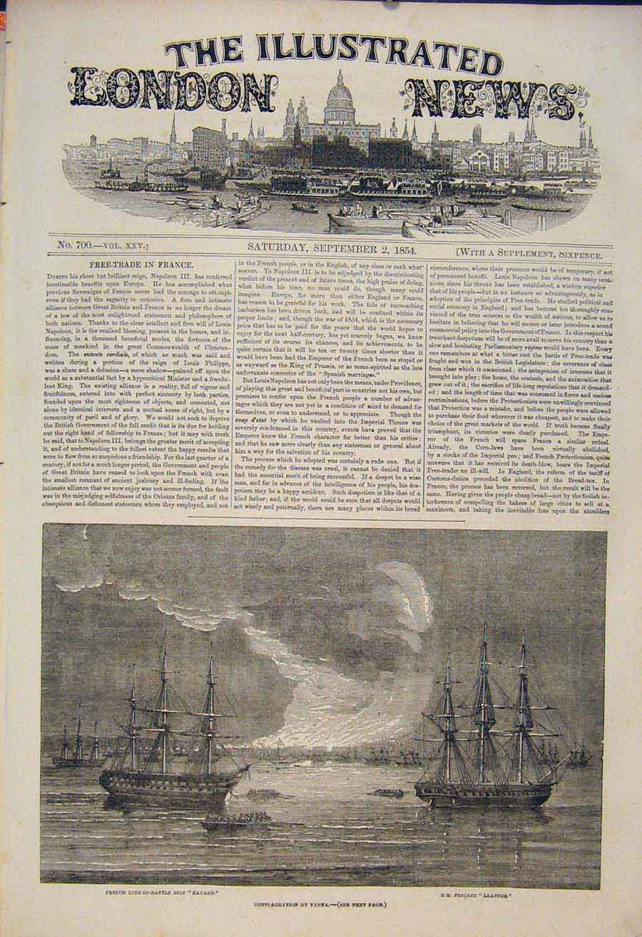 Original Old Antique Print Varna War Battle Bayard Leander Military 1854 19th