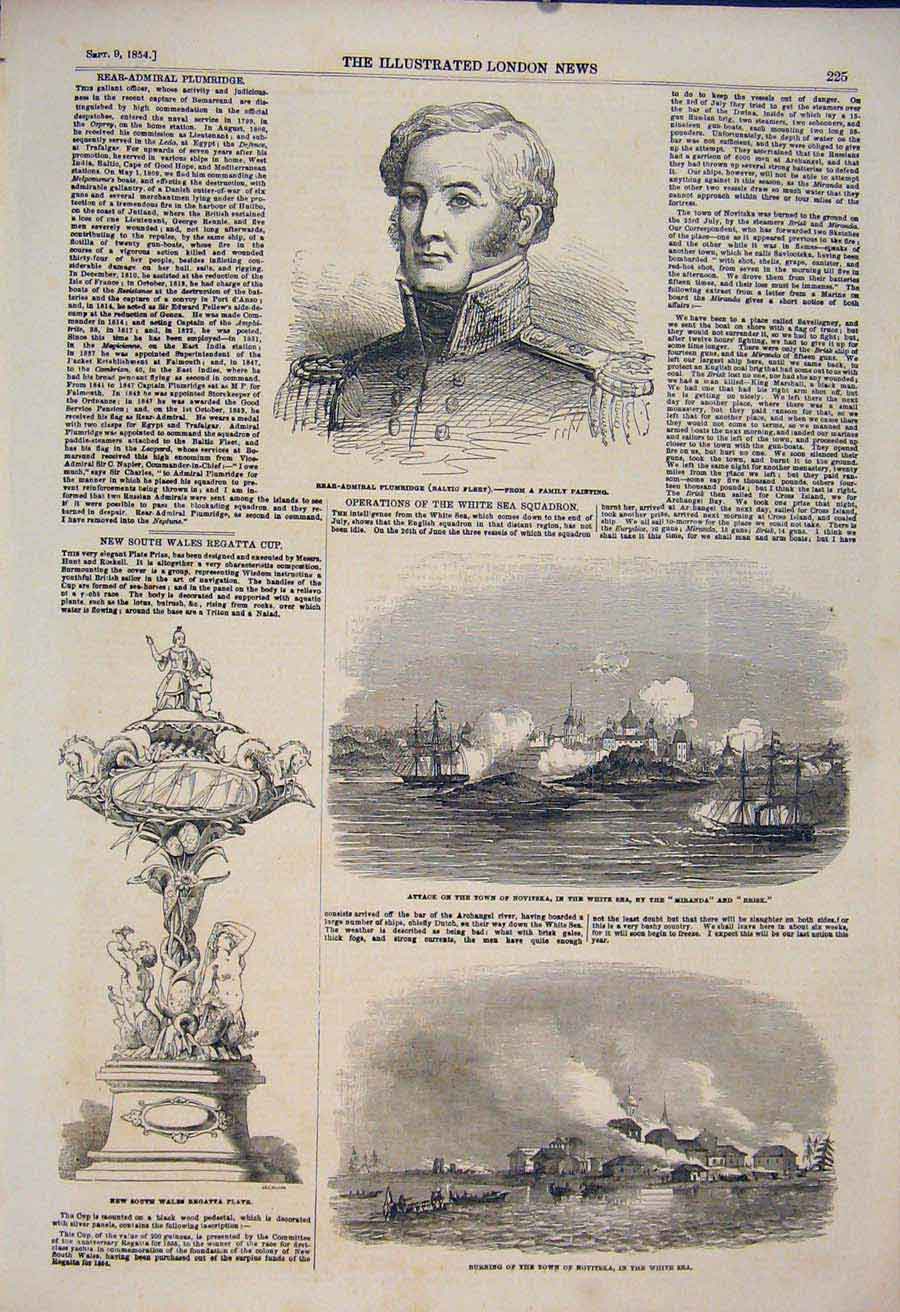 Old Antique Print Portrait Plumridge South Wales Regatta Novitska Miranda