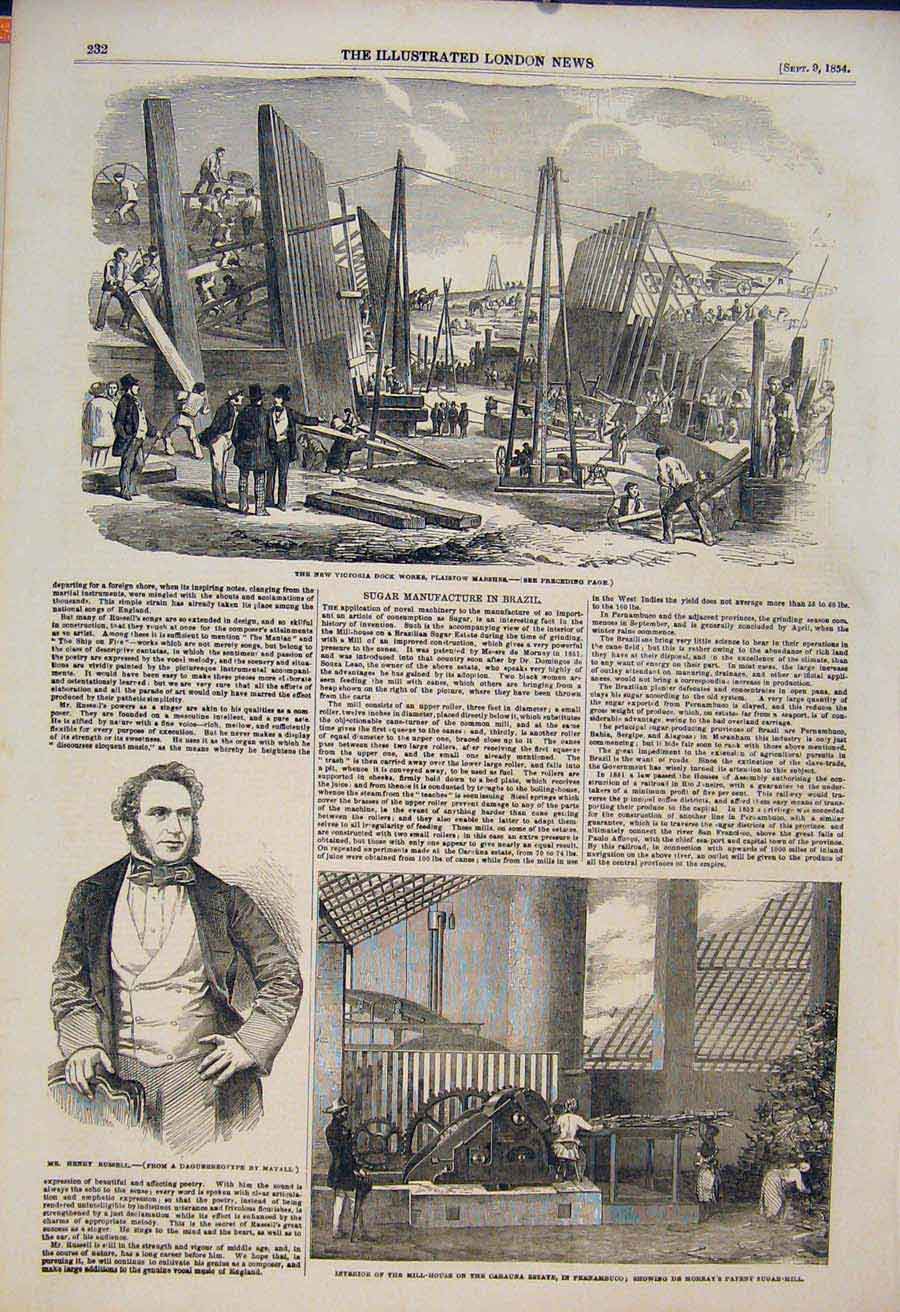 Old Antique Print Victoria Plaistow Marshes Russell De Mornay Sugar Mill