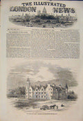Original Old Antique Print Castle Balmoral Scotalnd Queen 1854 19th