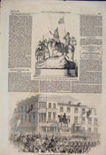 Original Old Antique Print Doncaster Race Plate Glasgow Marochetta Statue 1854