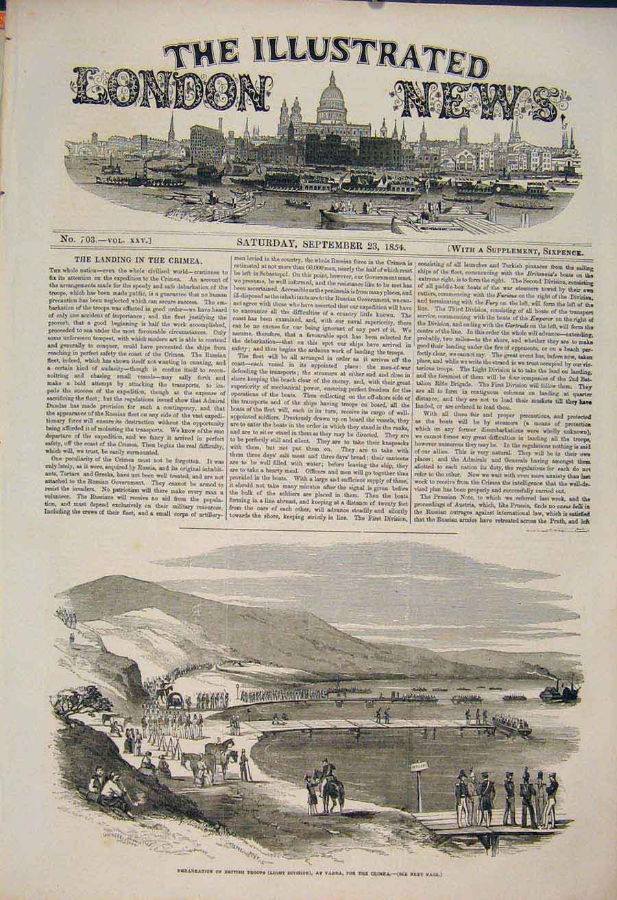 Original Old Antique Print British Troops Varna Crimea War Military 1854 19th
