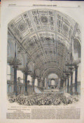 Original Old Antique Print Liverpool St George'S Hall Opera Theatre 1854 19th